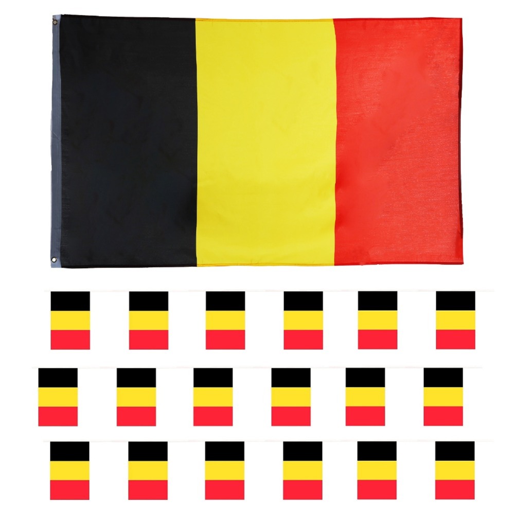 Belgium Flag & Bunting Set | Large 5 x 3ft Flag & 10m/33ft Bunting