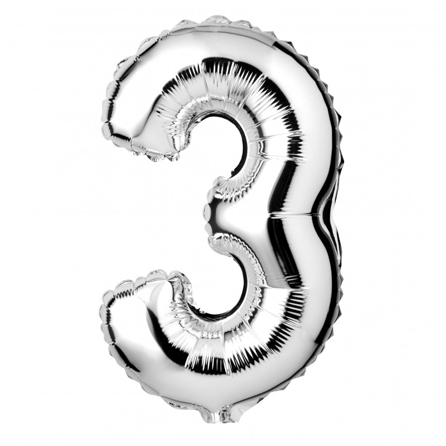 Click to view product details and reviews for Large Silver Foil Number 3 Balloon.