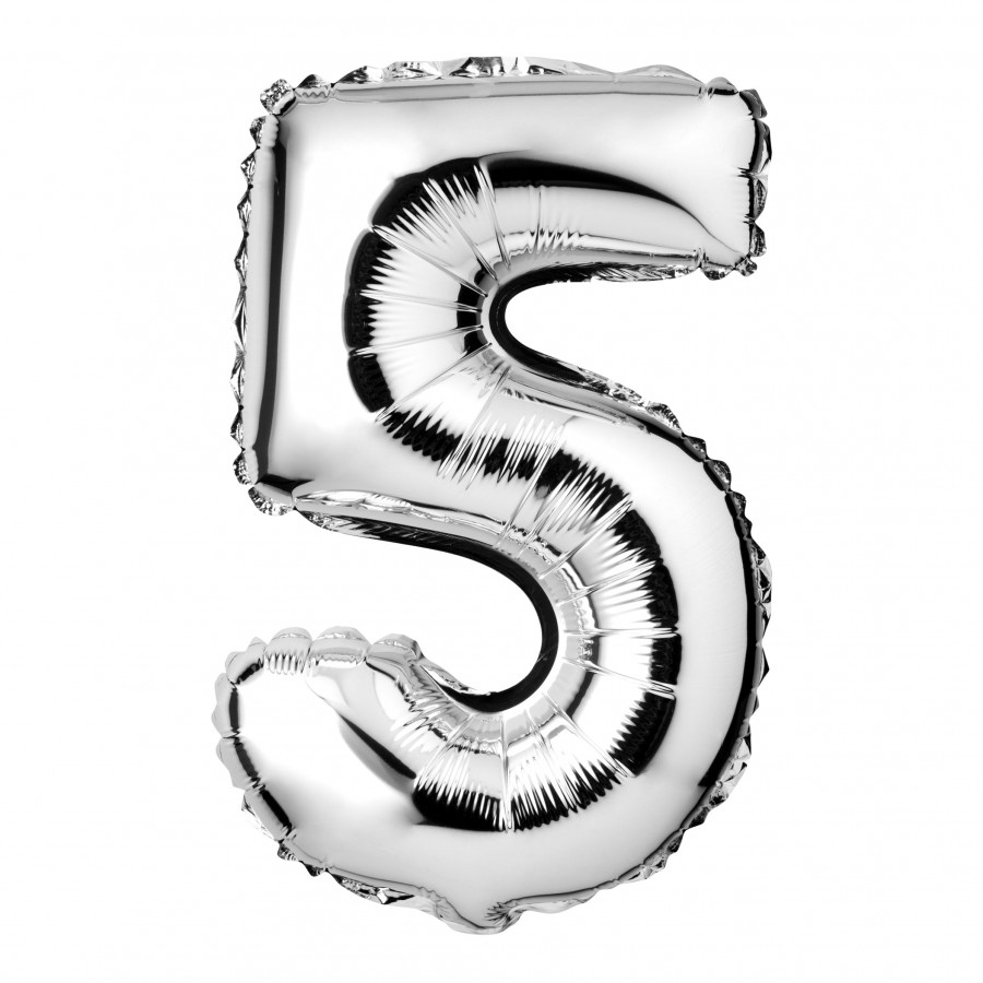 Click to view product details and reviews for Large Silver Foil Number 5 Balloon.