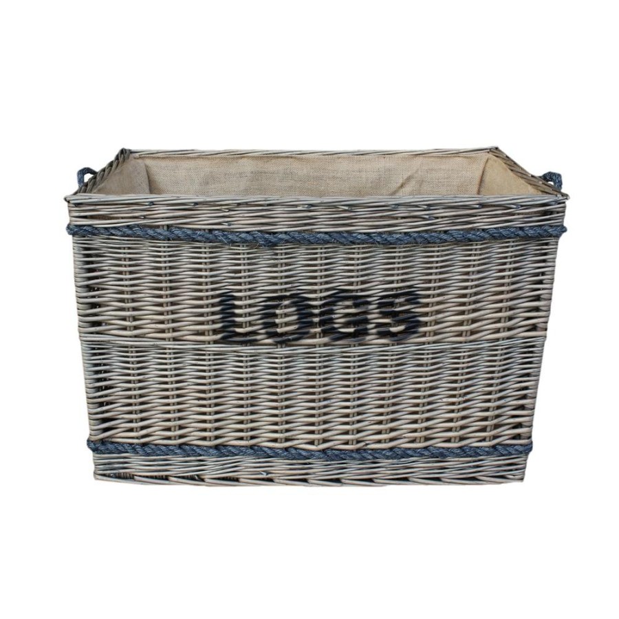 Red Hamper Large Wicker Rope Handle Log Basket