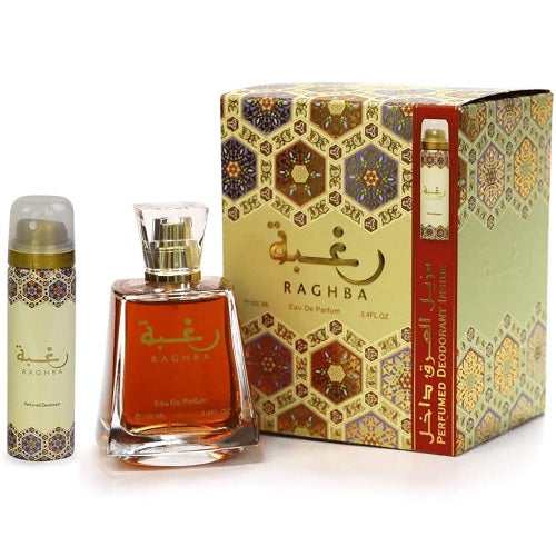 Lattafa Raghba 100ml Eau De Parfum Spray + Perfumed Spray Set