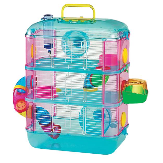 Lazy Bones Hamster Cage 3 Levels Blue