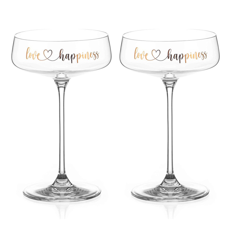 Love & Happiness Champagne Saucers - Set of 2