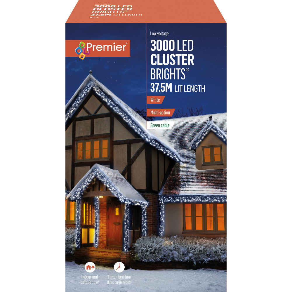 Christmas Decorative Lights Cluster Brights 37.5 m Indoor/Outdoor 3000 LED White