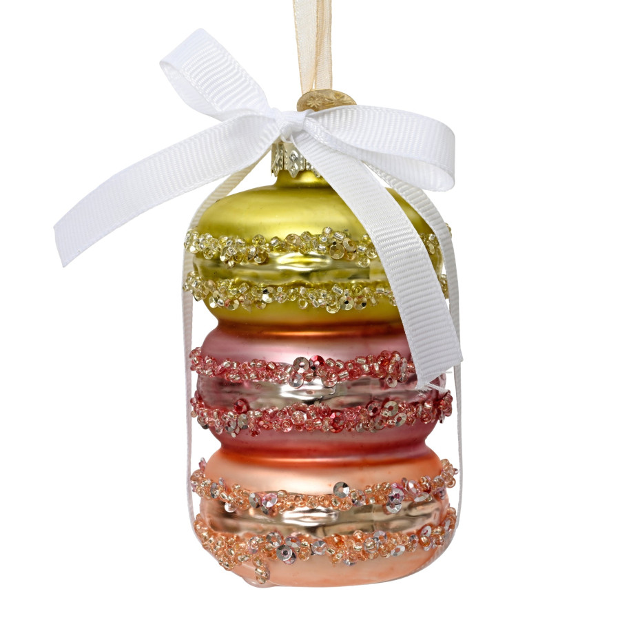 Click to view product details and reviews for Macarons X 3 Shaped Glass Hanging Christmas Bauble.