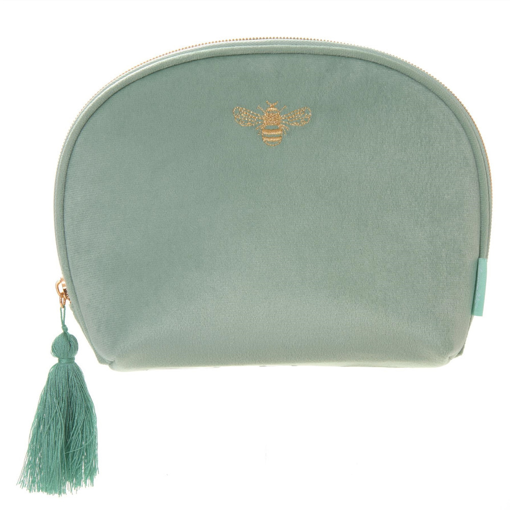 Make Up Bag Cosmetic Pouch Large Velvet Summer Bee Green Beauty Accessory Purse