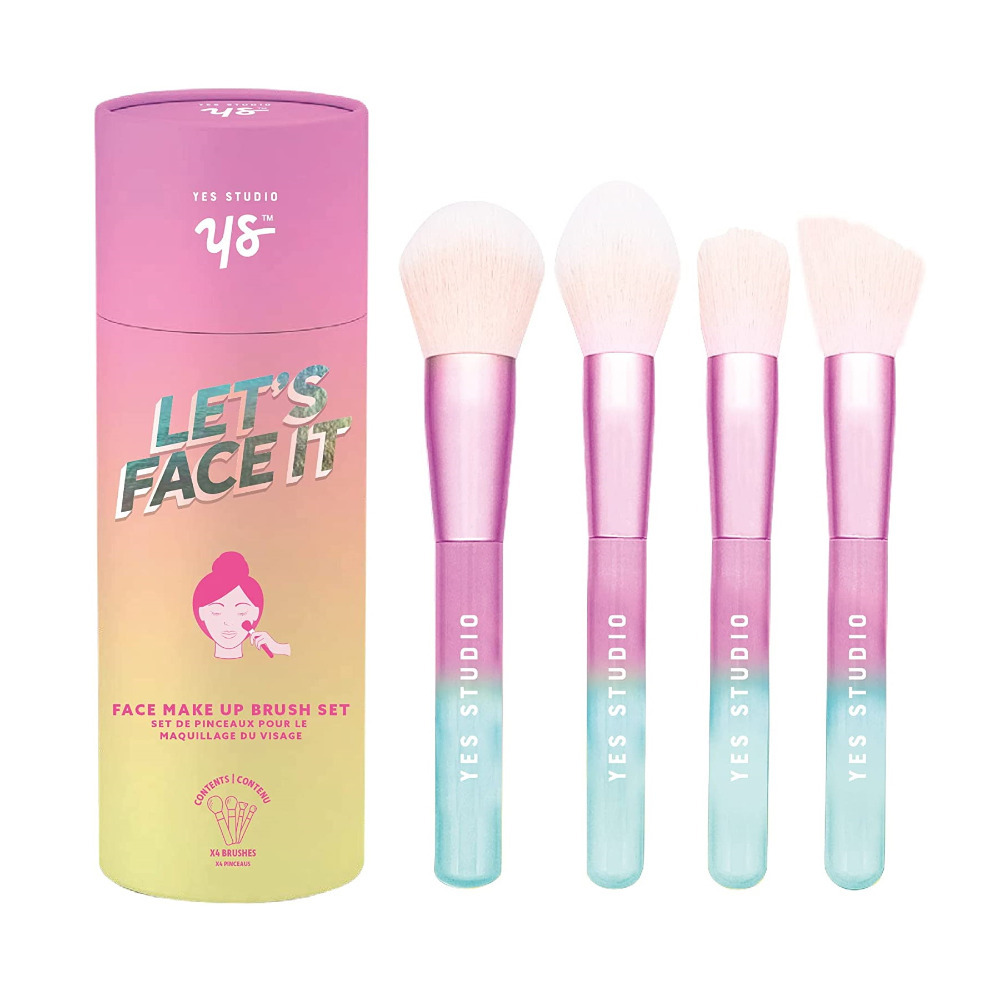 Make Up Brushes Set Let's Face It Powder Foundation 4 Pcs Cosmetic Tool Gift