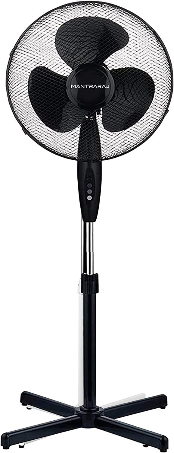 MantraRaj 16 Inch Pedestal Standing Floor Fan 3 Speed Safety Mesh Grill Oscillating Pedestal Fan Adjustable Height Tilting Head Standing Fan Ideal For Home Office Air Cooling Electric Fan Black (5)