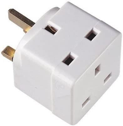 MantraRaj 2 Way Double Plug Adaptor 3 Pin Power Adapter Plug Splitter 13A Multi Plug Adaptor Extensions 2 Way Plug Adapter UK Cube Electric Double Adapter Plug UK Wall Plug Extension Double Socket