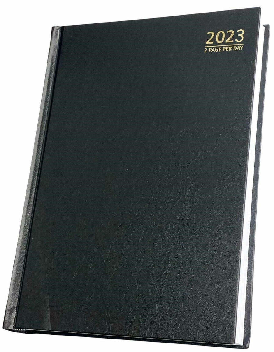 MantraRaj 2023 A4 2 Day A Page Desk Diary Planner Organiser Appointment Year Planner Office Hardback Desk Diary Calendar For Business, Office, Home, Traveling, Organization, Appointments (Black)