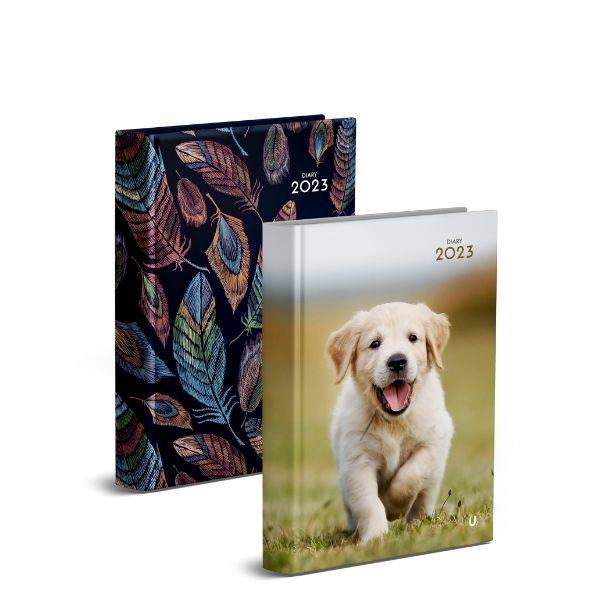 MantraRaj 2023 A5 Week To View Diary WTV With Hourly Slots Patterned Diary Puppy or Feathers For Week Days Planner Organiser For Student, Teacher, Home, Office, Business (Cute Puppy)