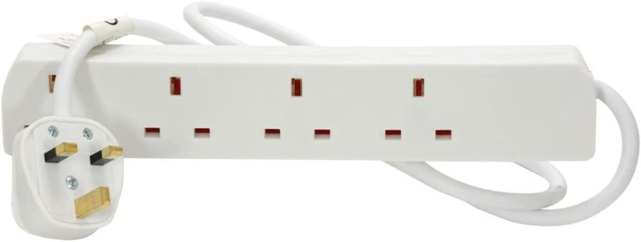 MantraRaj Heavy Duty Extension Lead Extension Plug 4 Way Power Adapter Socket Long Extension Lead Mains Powers Gang Way Adapter Surge Protection Multi Socket Mains Strip For Home Office (1M White)