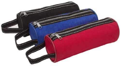 MantraRaj Pencil Case Nylon Chunky Zip Cylinder Round Shape with Carry Handle Strap (Blue)