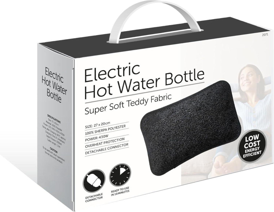 MantraRaj Rechargeable Electric Hot Water Bottle Bed With Luxurious Cover Comforting for All Kind of Pain Relief Automatic Temperature Control Fast Charging Bed And Hand Warmer (Black)