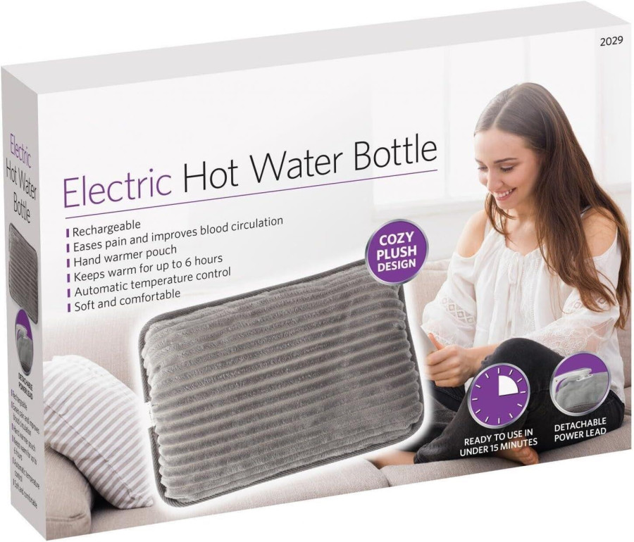 MantraRaj Rechargeable Electric Hot Water Bottle Bed With Luxurious Cover Comforting for All Kind of Pain Relief Automatic Temperature Control Fast Charging Bed And Hand Warmer (Grey)