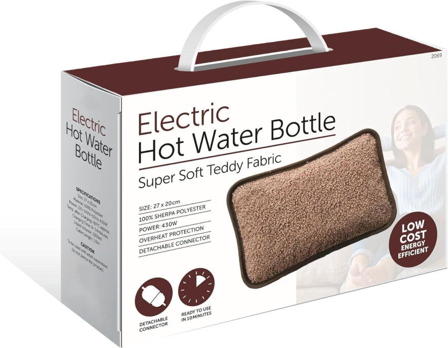 MantraRaj Rechargeable Electric Hot Water Bottle Bed With Luxurious Cover Comforting for All Kind of Pain Relief Automatic Temperature Control Fast Charging Bed And Hand Warmer (Light Brown)