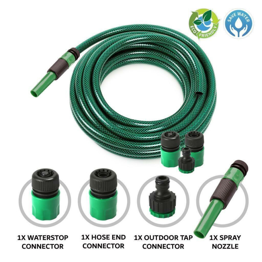 MantraRaj Reinforced Flexible Garden Water Hose Pipe PVC Spray Gun Set Ideal for Watering & Gardening Includes Tap Connector, Spray Nozzle Hosepipe Reel for Home, Garden, Patio & Car Cleaning (30M)