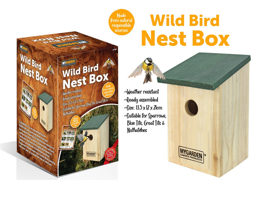 MantraRaj Wooden Wild Bird Nest Box Bird House for Small Birds Sparrows Blue Tit Great Tits Robin – Ready Assembled