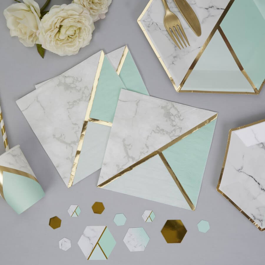 Click to view product details and reviews for Marble Mint Green Paper Napkins Wedding Birthday Tea Party X16.