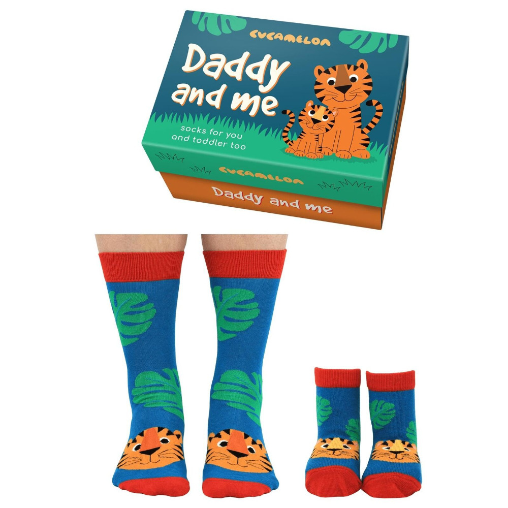 Matching Socks Daddy & Me 2 Pairs Father and Child Tiger Cucamelon Boxed Gift