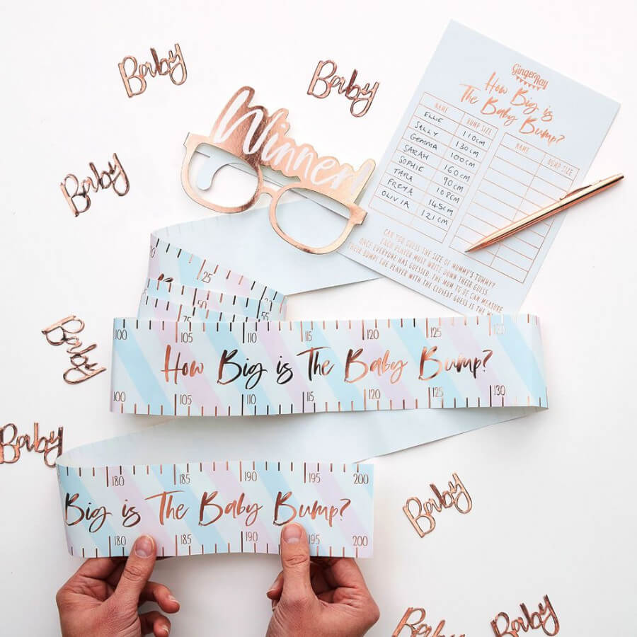 Click to view product details and reviews for Baby Shower Game Measure The Bump Rose Gold Gender Neutral Party Gift.