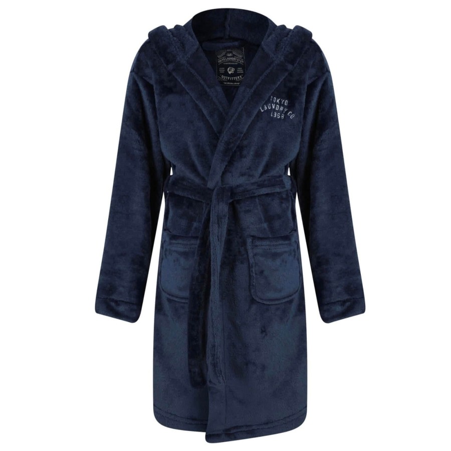 Click to view product details and reviews for Mens Soft Fleece Dressing Gown Tokyo Laundry Kirkway Blue L.