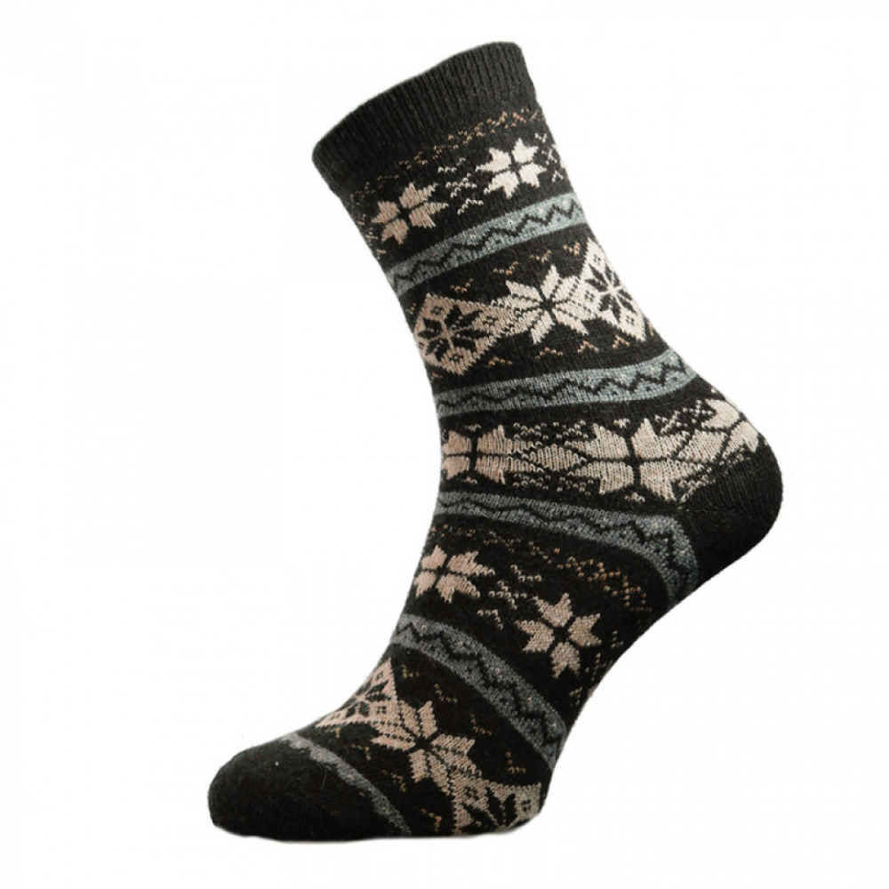 Men's Warm Black and Cream Winter Patterned Socks Thick Soft Breathable 7-11UK