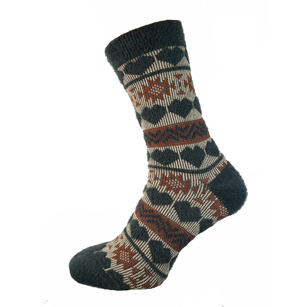 Men's Warm Heart Patterned Cozy Winter Socks - Thick, Soft, Breathable 7-11 UK