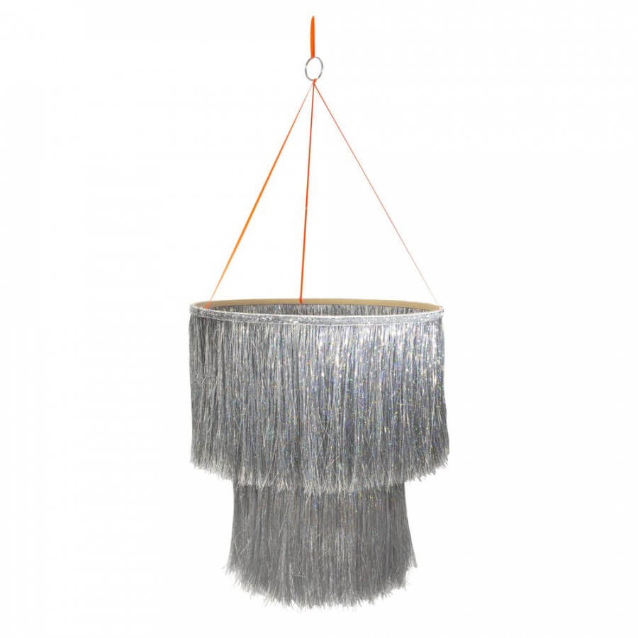 Click to view product details and reviews for Silver Tinsel Chandelier.