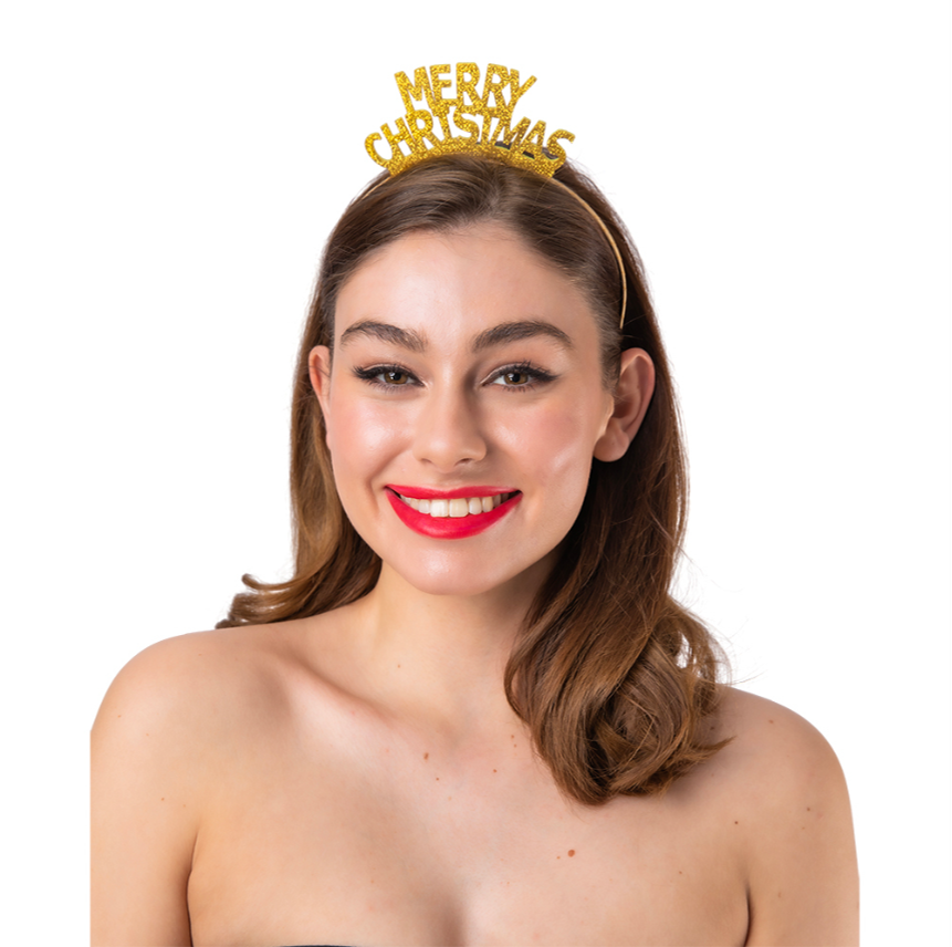 Merry Christmas Die Cut Gold Headband