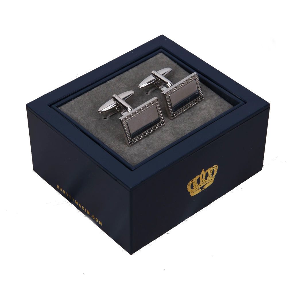 Click to view product details and reviews for Metal Plated Wave Edge Cufflinks Mens Modern Accessory Harvey Makin Gift Box.