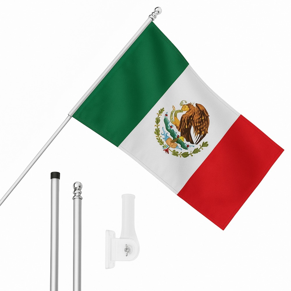 Click to view product details and reviews for Large 5ft X 3ft Mexico Flag With 6ft Pole Wall Bracket.