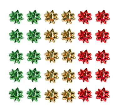 Click to view product details and reviews for Mini Foil Bows Red Green Gold Pack 30 Assortment.
