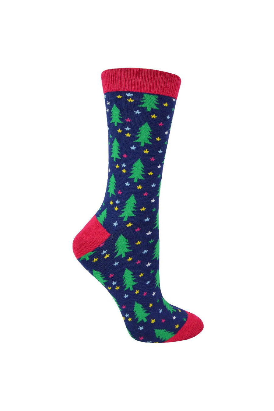 Miss Sparrow - Ladies Christmas Socks | Novelty Bamboo Socks | Christmas Tree & Santa Snowflake Patterned Socks | Gift for Her
