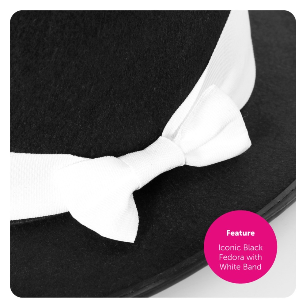 Adults King of Pop Costume | 5 Pcs | Sequin Tailcoat, Hat, Wig, Glasses & Gloves