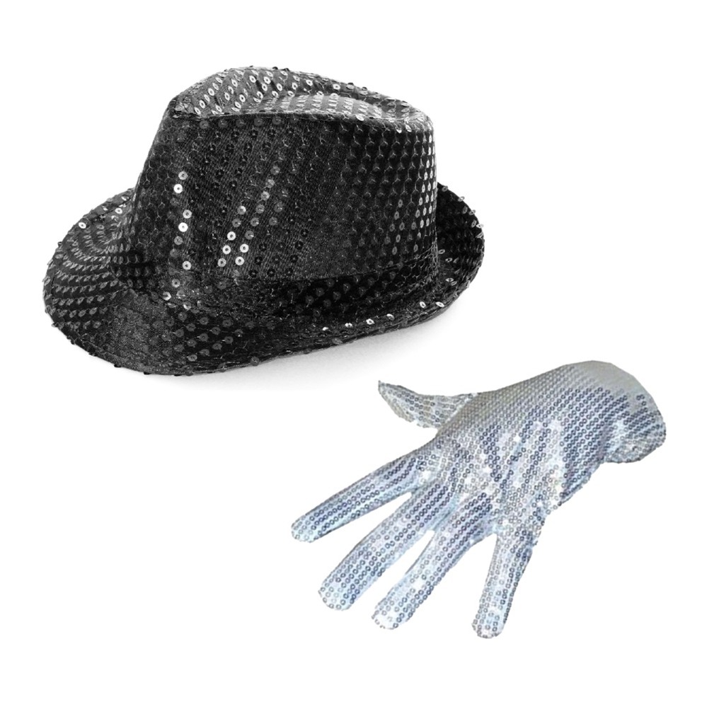 King of Pop Accessory Set | 2 Pcs | Sequin Fedora & Gloves