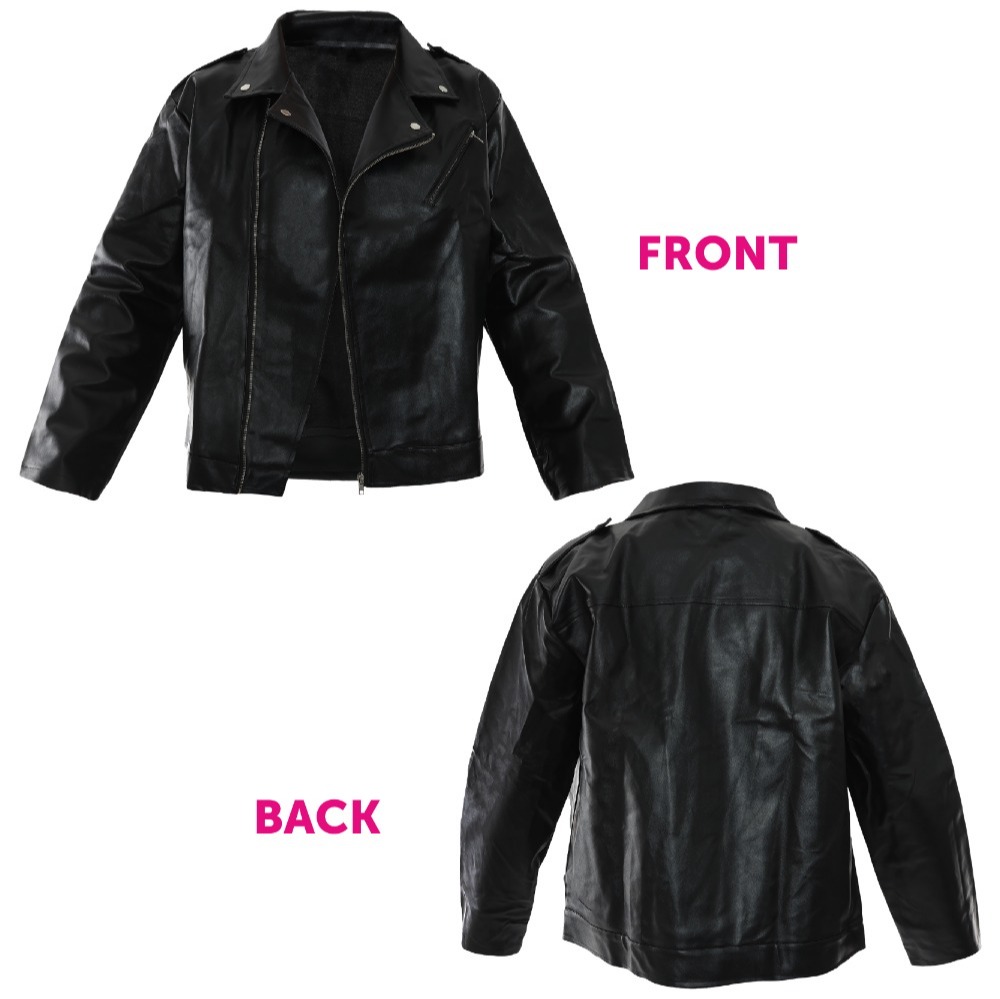 Adults King of Pop Costume | 3 Pcs | Leather Jacket, Wig & Gloves