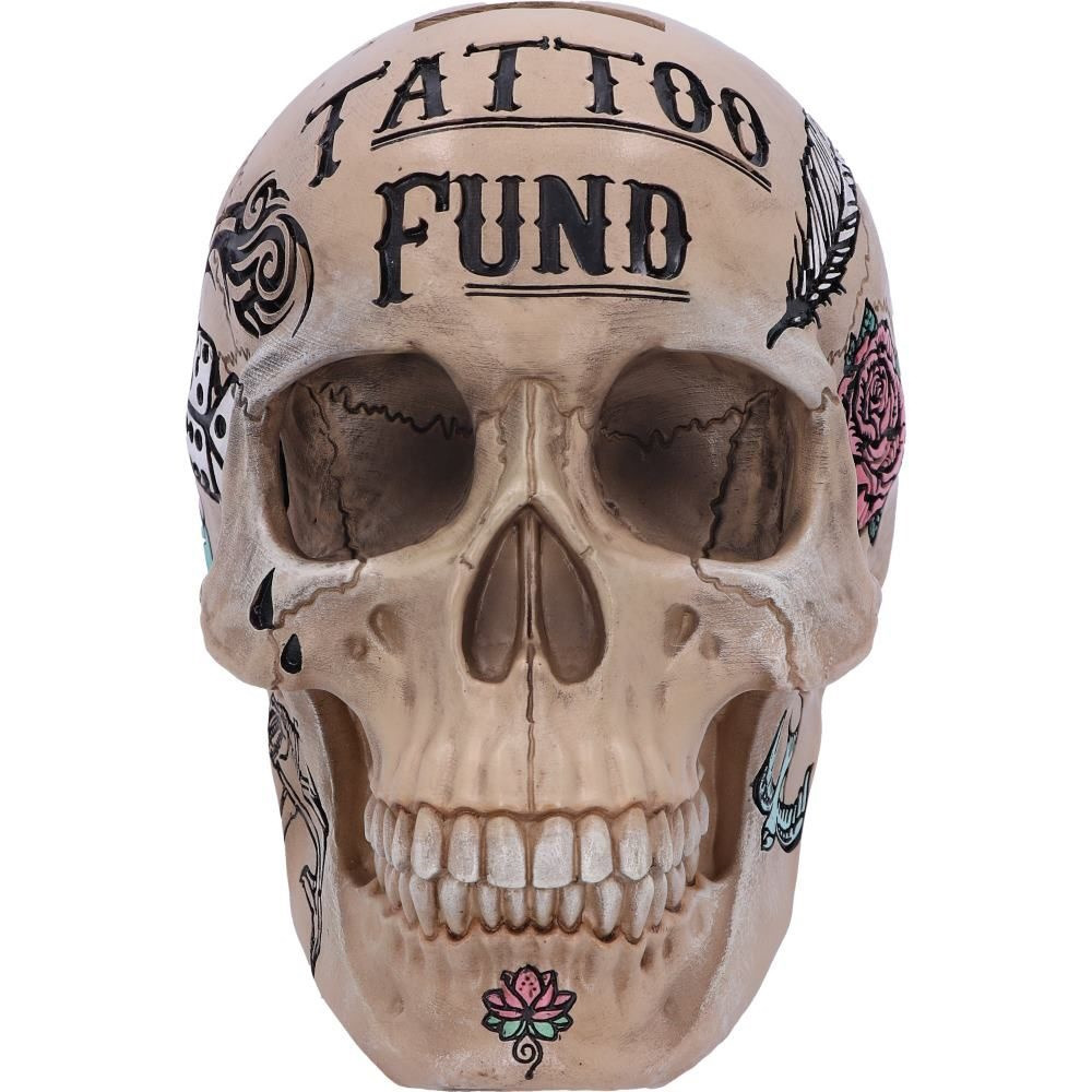 Money Box Skull Fund Natural Bone Tribal Tattoo Coloured Figure Decoration Nemesis Now