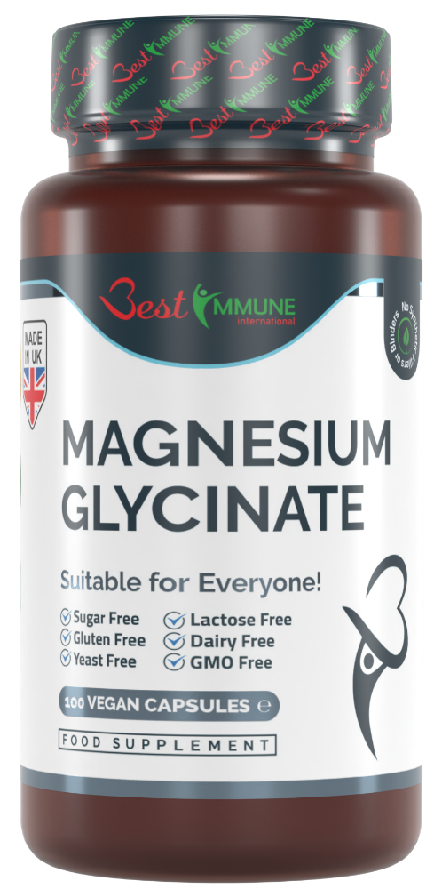 Natural Magnesium Glycinate 500mg Premium Quality Ideal Strength 100 Vegan Capsules Highest Bioavailability