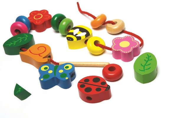 Nature Lacing Beads - wooden threading beads