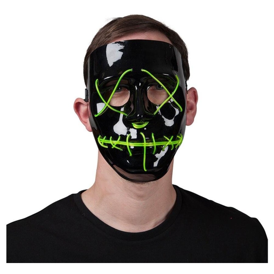 Neon Light Up Mask Adults LED Purge Halloween Fancy Dress