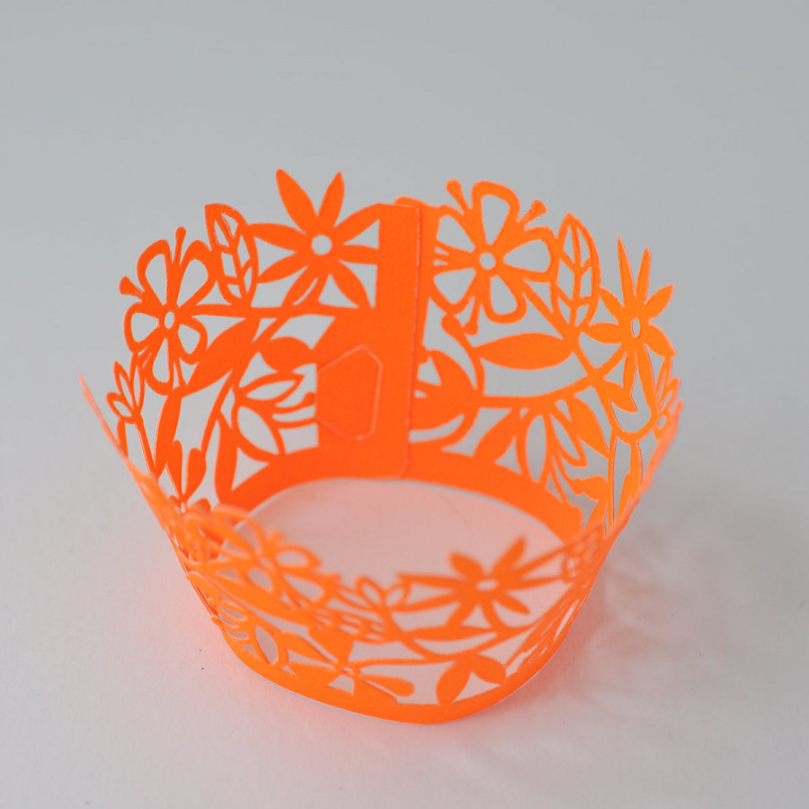 Click to view product details and reviews for Neon Orange Flowers Cupcake Wrappers 6 Pack.