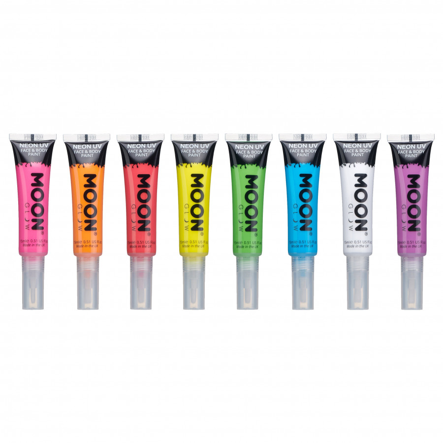 Neon UV Face & Body Paint with Brush Applicator