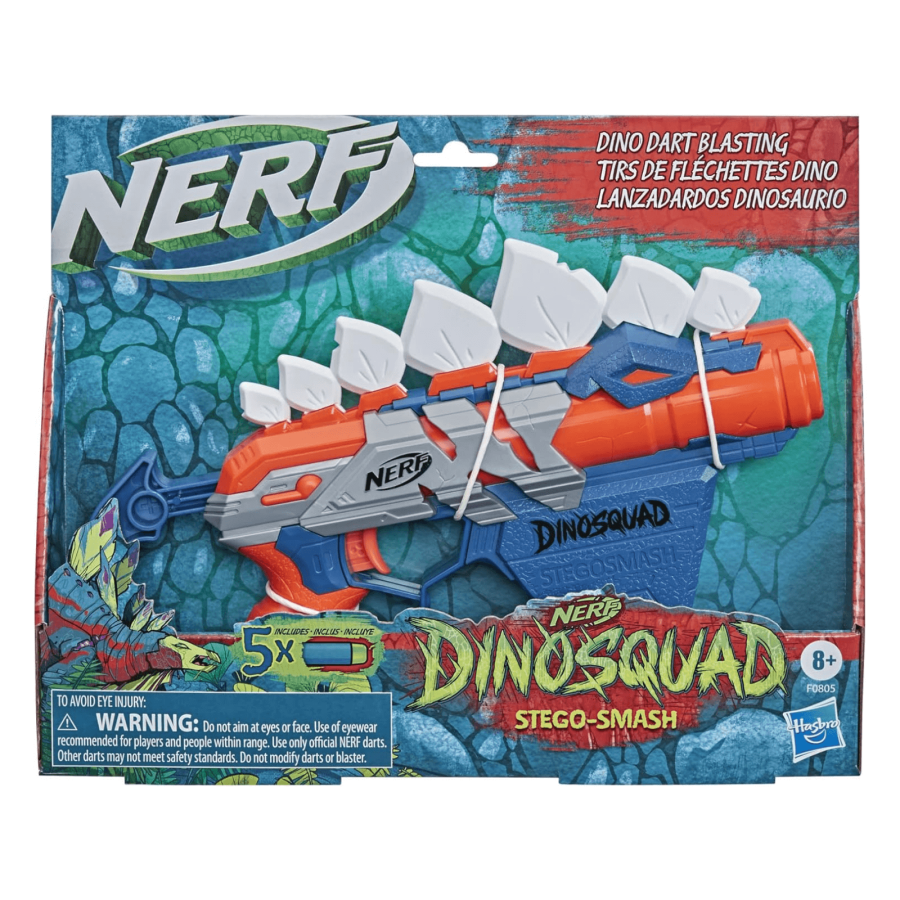 Nerf Dinosquad Stego Smash 5 Foam Darts Storage Blaster Toy