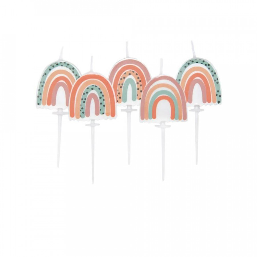 Click to view product details and reviews for Neutral Rainbow Pack Of 5 Party Candles.