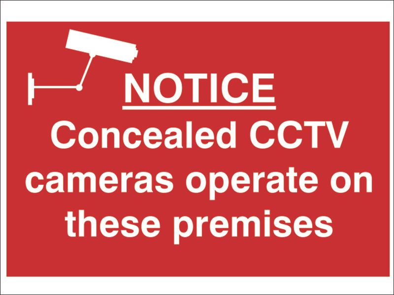 Notice Concealed CCTV Cameras Operate On These Premises - PVC 300 x 200mm SCA1607