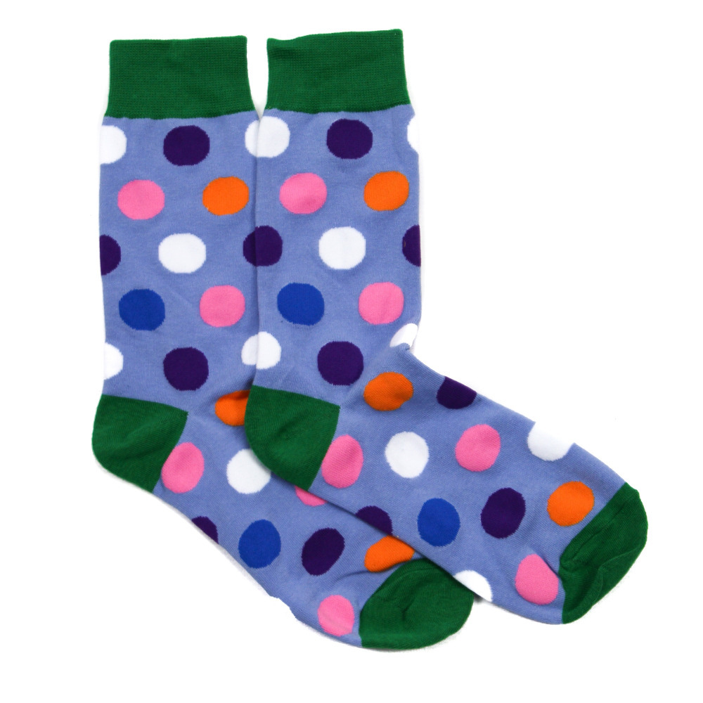 Novelty Womens Socks Crew Ladies Lucky Pair Socks Unisex Polka Dots Light Blue