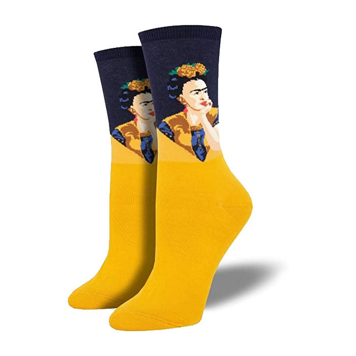 Click to view product details and reviews for Novelty Printed Socks Pensive Frida Yellow.
