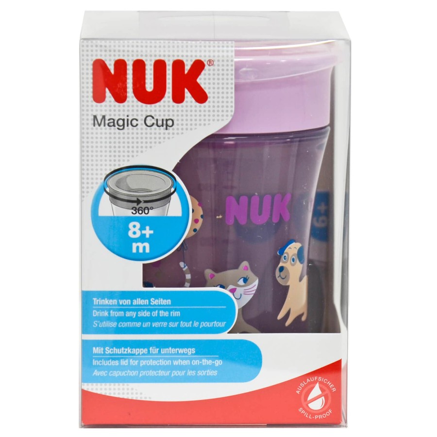 Click to view product details and reviews for Nuk Magic Cup 230ml Spillproof Lid Drinking Rim Air Vent Cat Dog.