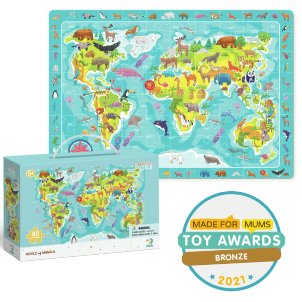Observation Puzzle World of Animals - 80 piece jigsaw puzzle